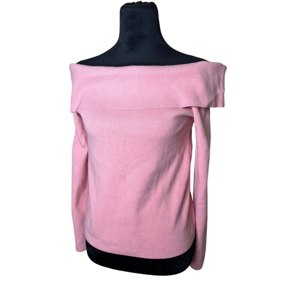 Loft Womens XL Sweater Pink Off the Shoulder Long Sleeve Ribbed Knit NWT Soft